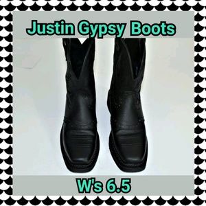 Justin Gypsy Boots- black, square toe, women's 6.5
